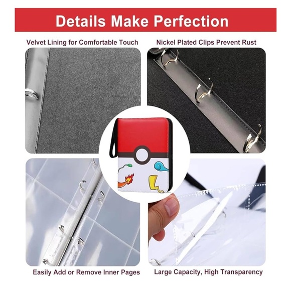 Card Binder with Sleeves 4 Pockets Card Binder Holder Compatible - Picture 3 of 6